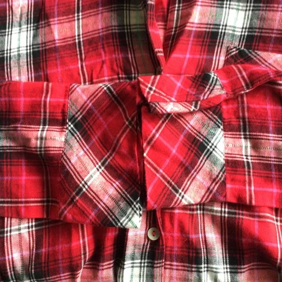 VICTORIAS SECRET PLAID FLANNEL PAJAMA SLEEP TOP MEDIUM - Picture 9 of 11